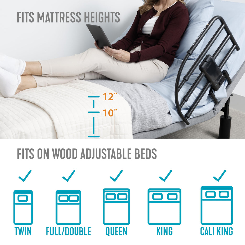 Able Life Click-N-Go Extendable Bed Rail for Wood Adjustable Bed Frames. Removable Bed Handle for Elderly Adults and Seniors, Fits King, Queen, Full, and Twin Beds, ASTM Safety Approved Bedrail