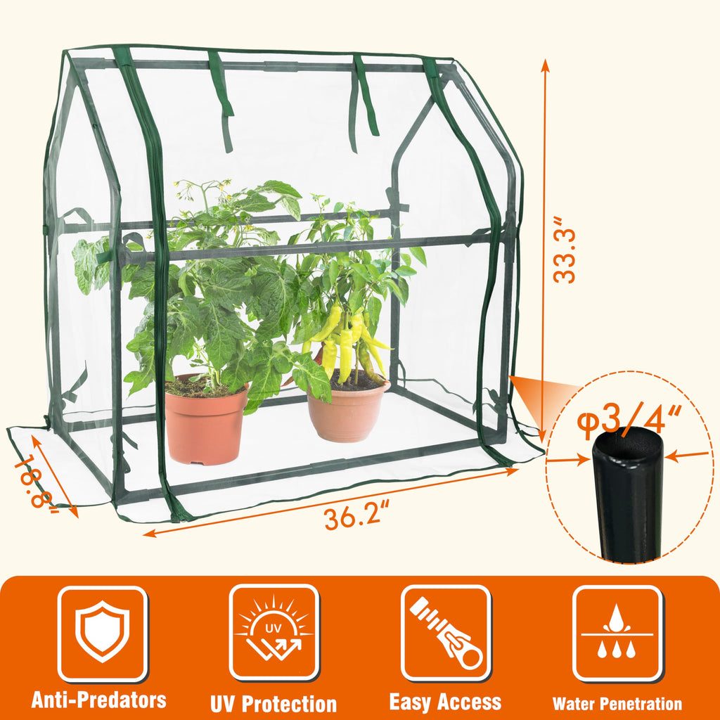 Gardzen Mini Greenhouse with Mesh Cover 36.2"(L) x18.9(W) x33.3(H)