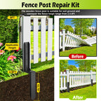 4 Pcs Fence Post Repair Kit, Heavy Duty Fence Post Anchor Ground Stakes for Repair Tilted, Broken Wood Support