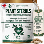PURETREX Plant Sterols Complex with Beta-Sitosterol, CoQ10, Hawthorn Berry & Grape Seed Extract, 120 Vegan Capsules, Cardiovascular Wellness & Cholesterol Balance Daily Support, Non-GMO, UK Made