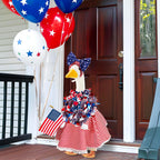 AnyDesign Patriotic 4th of July Porch Goose Outfit, Red Blue American Flag