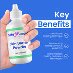 Safe n' Simple Stoma Skin Barrier Powder - 1 oz - Medicated Protective Skin Barrier Powder - Skin Barrier Protection Ostomy Powder Supplies - Stoma Adhesive Powder