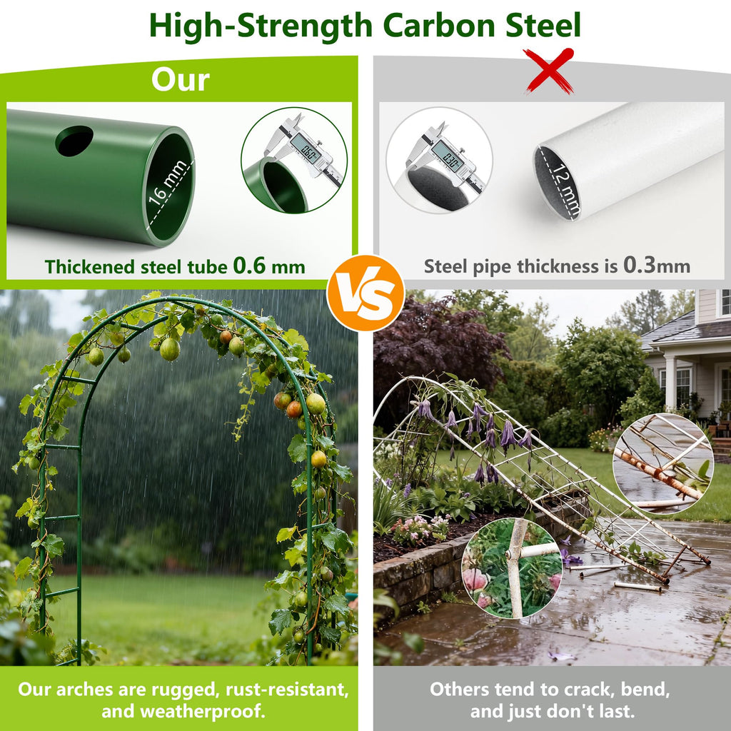 Fecita Thickened Rustproof Garden Arch Metal Trellis for Climbing Plants