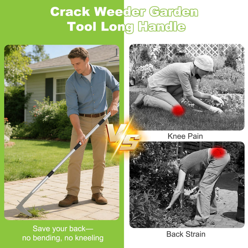 Crack Weeder Crevice Weeding Tool with 22'' to 64'' Adjustable Long Handle