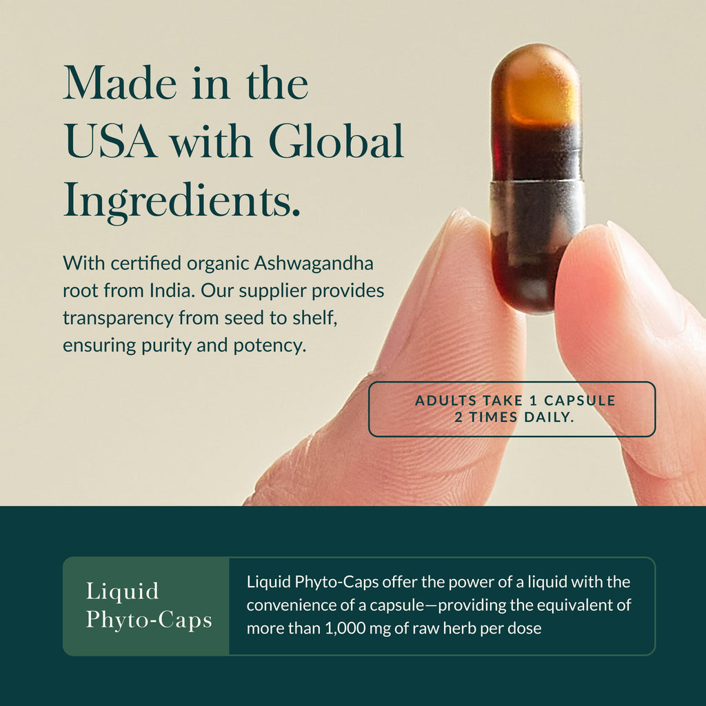 Gaia Herbs Ashwagandha Root - Stress Relief & Sleep Support Supplement - Supports Balanced Energy Levels & Positive Outlook* - 60 Vegan Liquid Phyto-Caps (30 Servings)