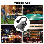 HBN Outdoor Light Timer Waterproof, Weatherproof Photocell Dusk to Dawn Light Sensor, 2/4/6/8 Countdown Timer, 2 Grounded Outlet for Christmas Lights，Hallowen Deceration，1875W 15A 1/2HP
