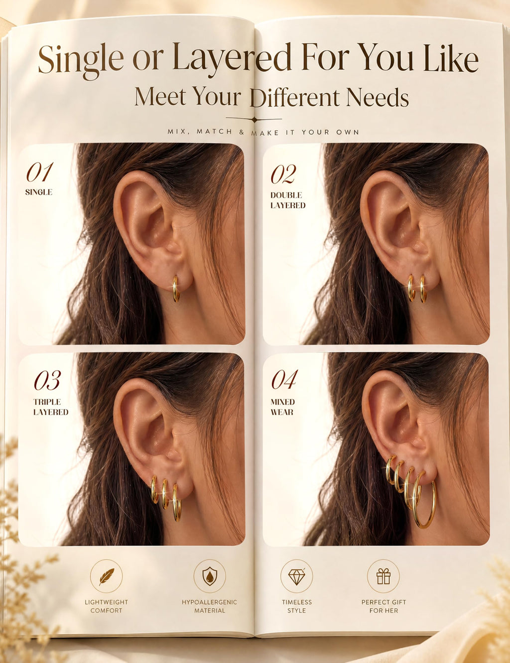 FUNRUN JEWELRY 5 Pairs 925 Sterling Silver Hoop Post Earrings for Women-Small 14K Gold Silver Hoops Earrings,Hypoallergenic Silver Hoop Earring for Women-Medium Big Hoops Stack Earring 10/14/20/30/40mm