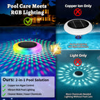 Solar Pool Ionizer Floating Lights: Copper Ionizer with LED Solar Powered Outdoor Waterproof Lighting RGB Color Changing Light with Remote Control for Above Ground Inground Swimming Pool Party Spa