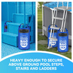 2 Pack 50lb Heavy Duty Pool Ladder Weights, Universal Above Ground Pool Step Sand Bags with Handles, 500D PVC Durable Waterproof & Foldable Sandbags for Swimming Pool Stairs (Navy Blue)