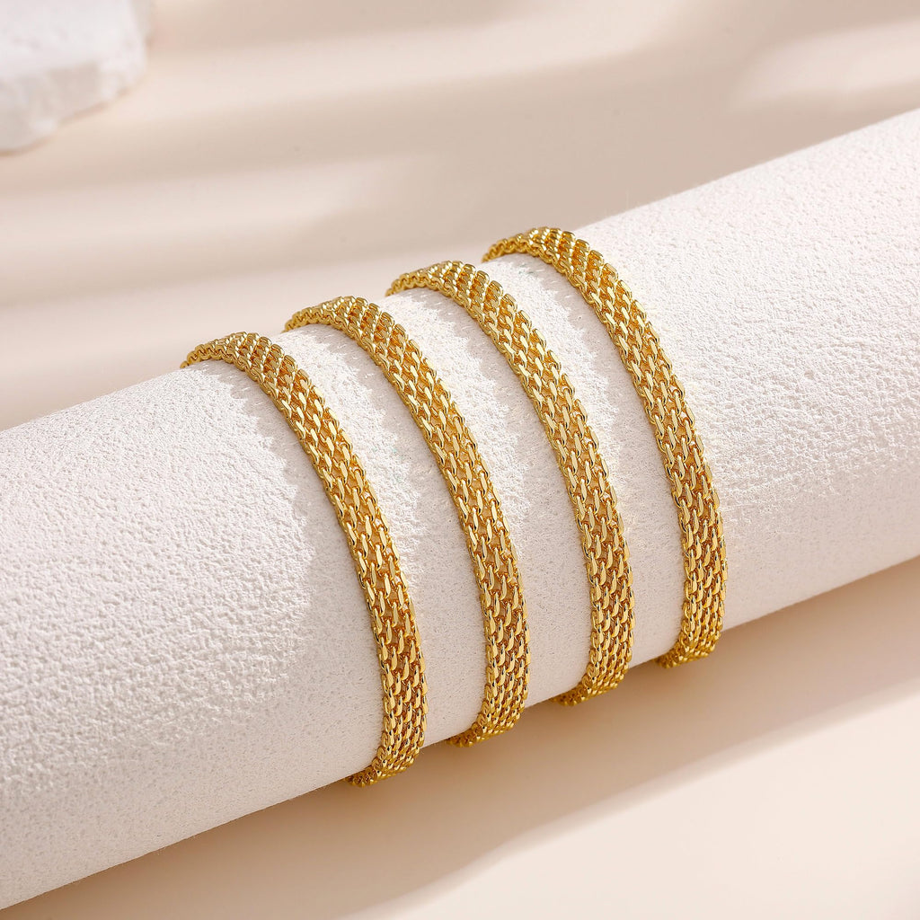Gold Bracelets for Women, 18K Gold 925 Sterling Silver Mesh Bracelets