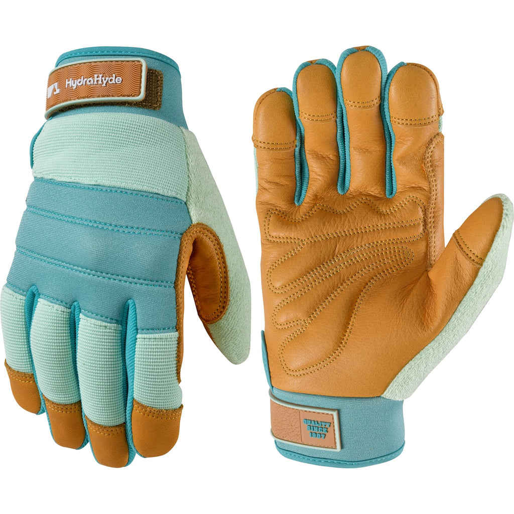 Wells Lamont Women's HydraHyde Cowhide Hybrid Work Gloves, Blue, Large