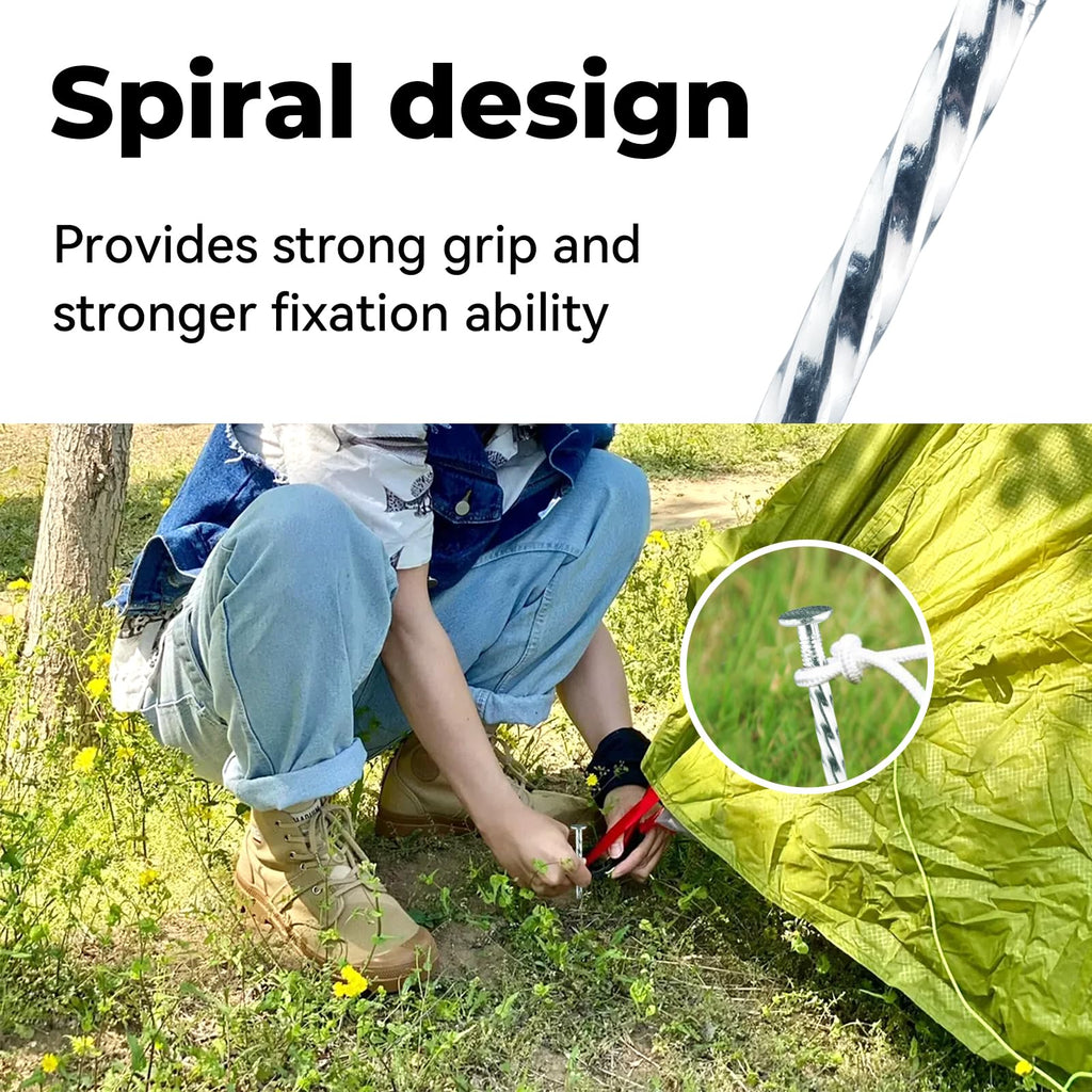 EISENSP 12-Inch Spiral Landscape Stakes, 25 Pcs Galvanized Metal Anchoring Spikes for Paver Edging, Artificial Turf, Weed Barrier, Bright Spike