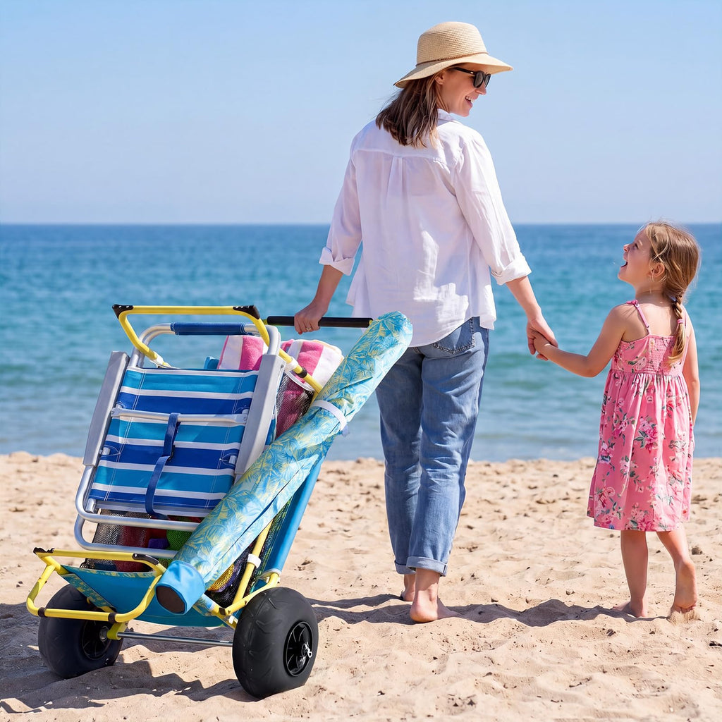 Old Bahama Bay 2-in-1 Beach Cart with Big Balloon Wheels for Sand