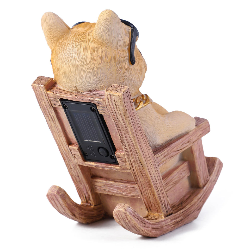 Solar French Bulldog Garden Statue Decor, Funny Frenchie Gifts, Fawn