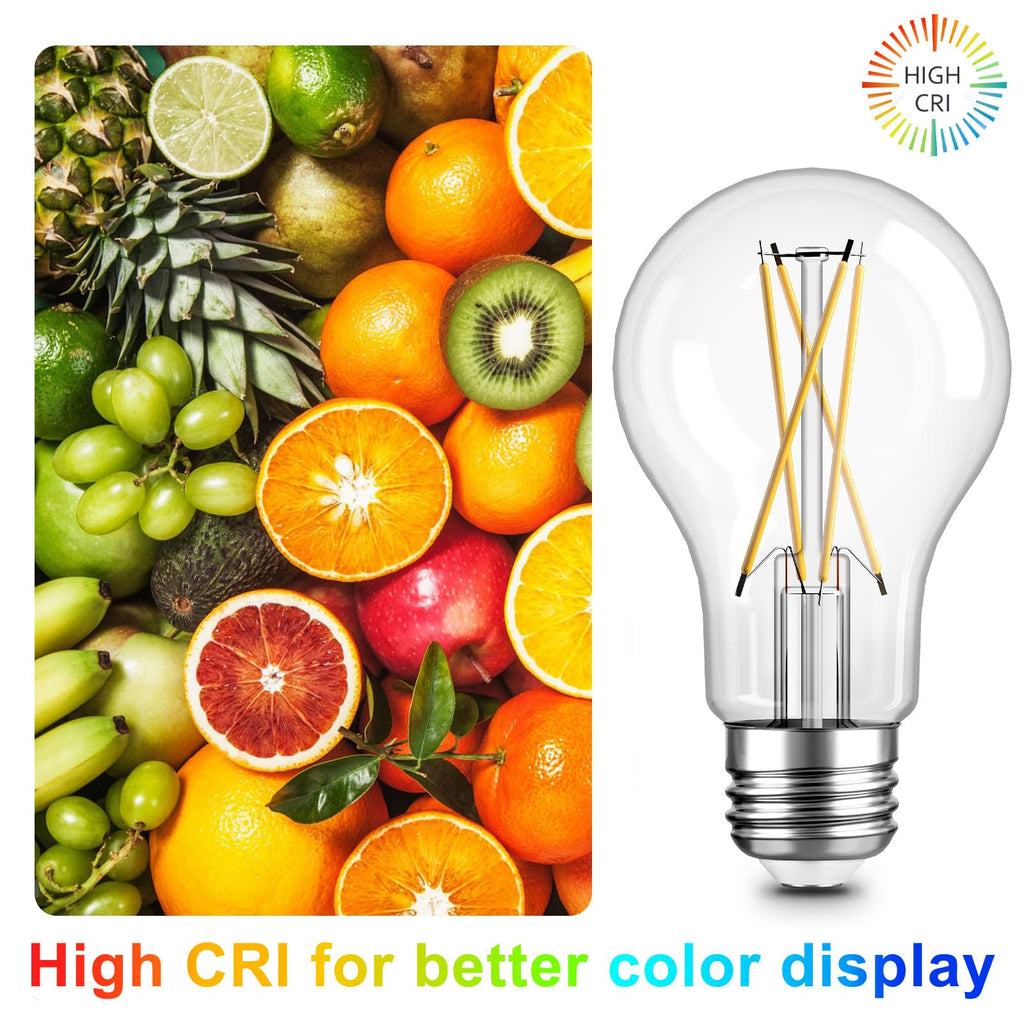 TJOY 6 Pack A19 Vintage LED Edison Bulbs, Dimmable Light Bulb 50W Equivalent, High Brightness 2700K Warm White, 5W E26 Standard Base, 470Lumens, CRI80+, Clear Glass Filament Bulb for Home, Farmhouse