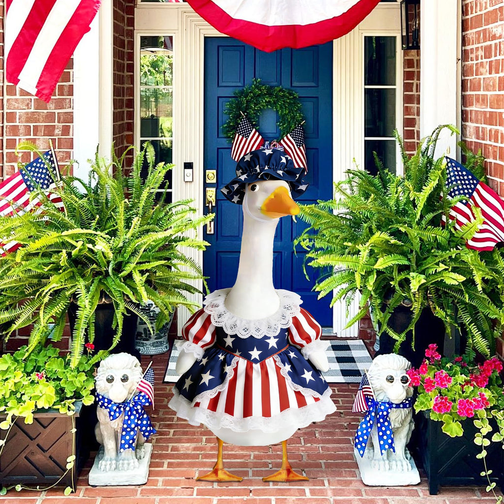 Fuzzivator 4th of July Porch Goose Outfits Patriotic Goose Outfit Memorial Day Porch Goose Outfit for 23" Geese Independence Day Summer Outdoor Patio Yard Lawn Garden