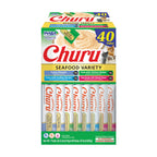 INABA Churu Cat Treats, Lickable, Squeezable Creamy Purée Cat Treat with Green Tea Extract & Taurine, 0.5 Ounces Each Tube, 40 Tubes, Tuna & Seafood Variety Box