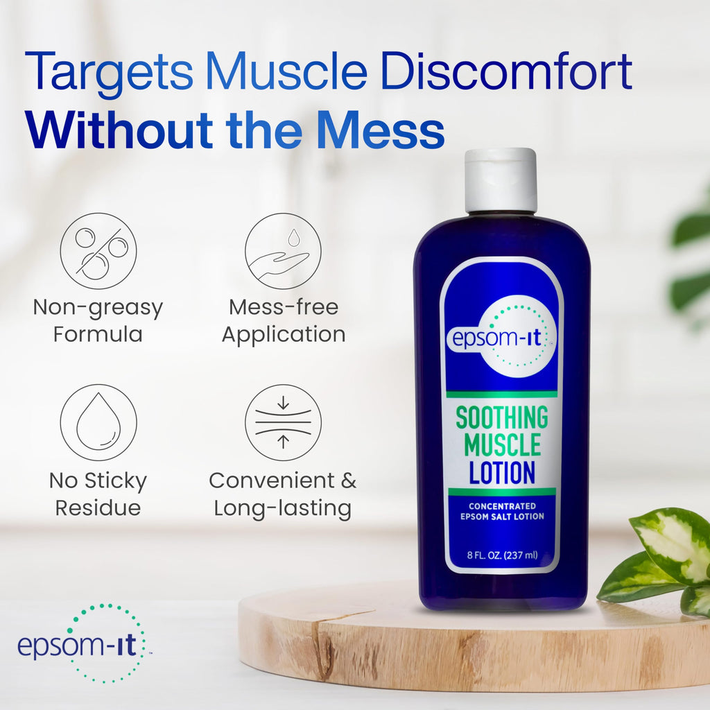 EPSOM-IT Soothing Muscle Lotion - Epsom Salt Magnesium Sulfate Cream Arnica for Muscle Stiffness, Topical Magnesium Lotion, Providing Comfort for Legs, Knee and Feet, 8.0 oz., 2-Pack