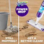 Mop Heavy Quality Floor Mop with Bucket, Flexible Kitchen tap Flat Squeeze Cleaning Supplies 360 Flexible Head/2 Reusable Pads Clean Home Floor Cleaners (White)