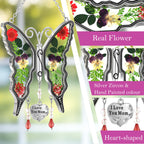KY&BOSAM Mom Gift Butterfly Glass Pressed Flowers Suncatcher Window Hanging
