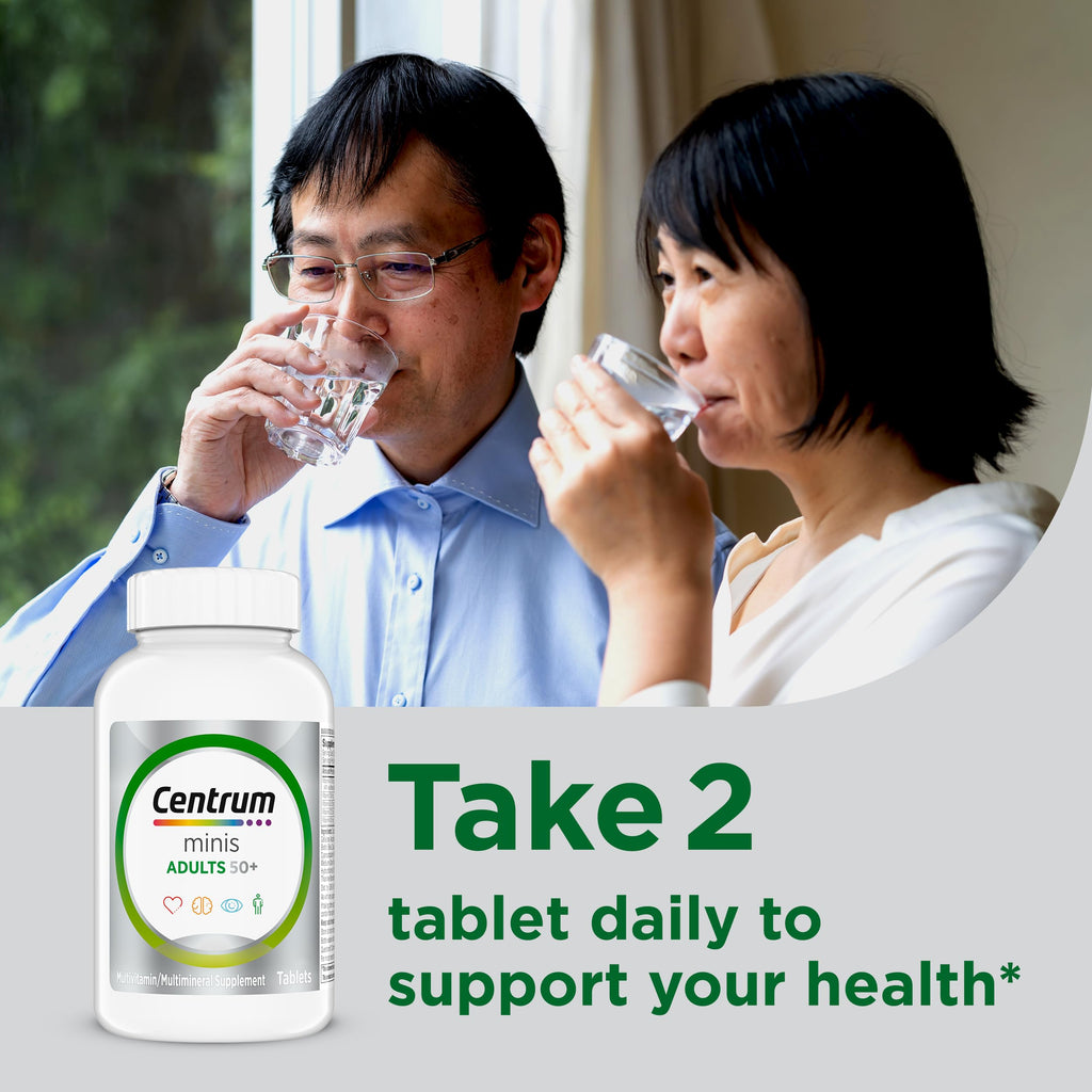 Centrum Minis Silver Multivitamin for Adults 50 Plus, Multimineral Supplement, Vitamin D3, B-Vitamins, Gluten Free, Non-GMO Ingredients, Supports Memory and Cognition in Older Adults - 320 Ct