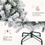 YITAHOME Prelit Snow Flocked Artificial Full Christmas Tree 6ft with Remote Control, Christmas Pine Tree with 11 Light-Modes, 1000 Branch Tips, Foldable Base for Home, Party Decoration