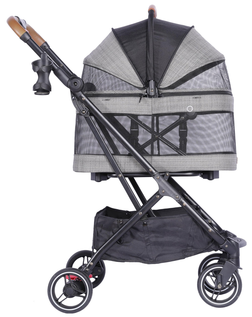 ROODO 2026 Upgraded Version 3-in-1 Dog Cat Stroller with Detachable Carrier Folding Lightweight Portable Travel Pet Gear All-Terrain Puppy Doggie Kitty Bunny Stroller for 35 lbs(Grey Lattice)