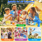 Yunaking Bubble Machine Gun 2 Pack Rechargeable Kids Toys Gift Ages 3-5 4-8