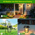 Solar Lanterns Outdoor Waterproof, High Brightness Hanging Solar Lights for Outside with Wall Hooks, Halloween Decor Retro Metal Outdoor Lanterns Auto On/Off for Patio, Yard Decor, Black,4Pack