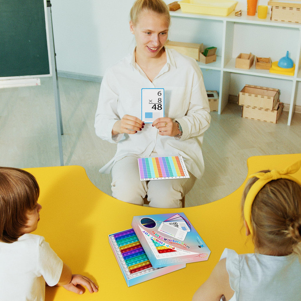 COOVA Multiplication Flash Cards + Multiplication Chart - Math Manipulatives Fact Cards - Mutiplication Game Flashcards - Times Table Multiplication Flash Cards 3rd Grade, 4th, 5th, 6th Grade