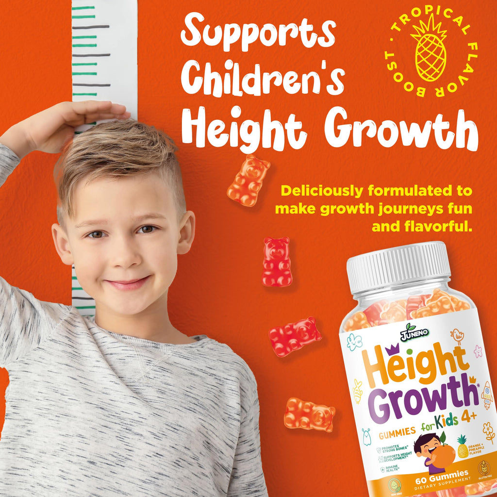 Juneno Height Growth Vitamins Supplement Gummies - Grow Taller for Teens Kids Boys Girls - Natural Height Increaser Maximizer Multivitamin