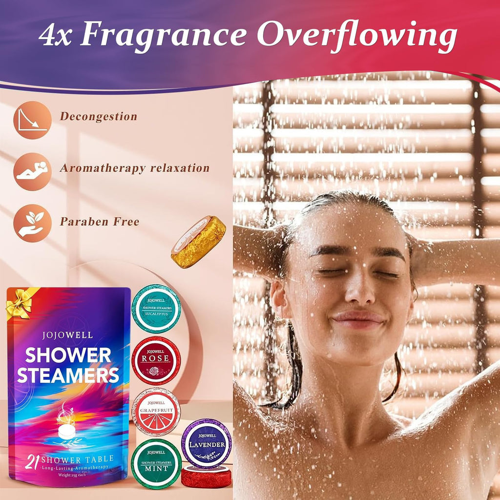 JoJowell Shower Steamers Aromatherapy 21 Pack, Birthday Gifts for Women, Self Care Spa Gift Set with Essential Oils, Christmas Stocking Stuffers Gifts for Mom Wife He