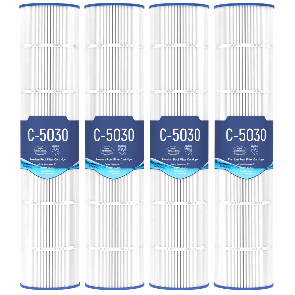 Grefilt C5030 Pool Filter Cartridges, Compatible with Hayward SwimClear C5030, C5020, C5025, Replaces Hayward CX1280XRE, Pleatco PA131-PAK4, Unicel C-7494, Filbur FC-1227, 524 sq. ft, 4-Pack