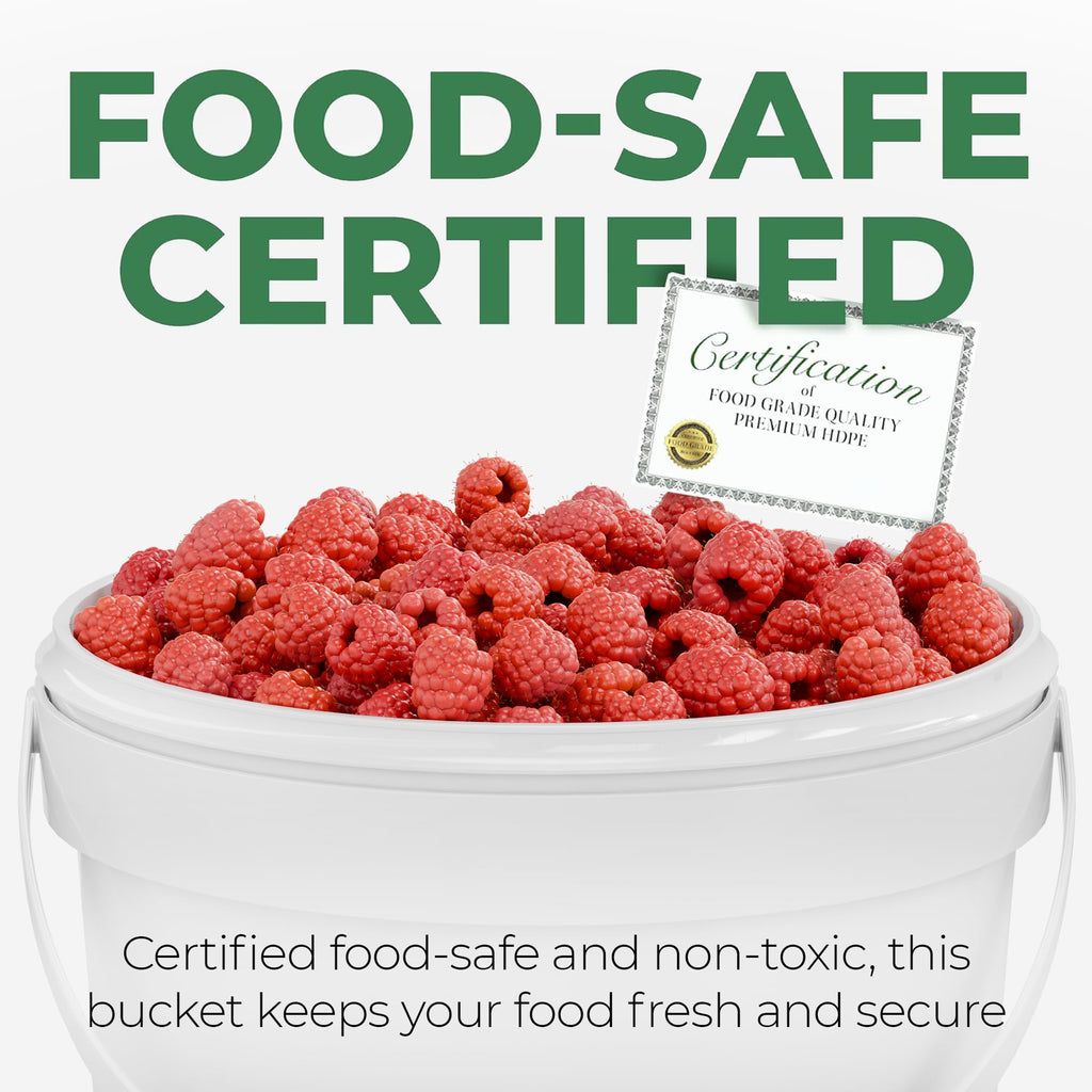 3.5-Gallon Clear Bucket Pail Container with Lid | Food Grade | Heavy-Duty 90MIL Extra Durable | Metal Handles with Plastic Grip for Easy Carrying | Multi-Use | Easy Stack and Store | BPA Free - 2 Pack