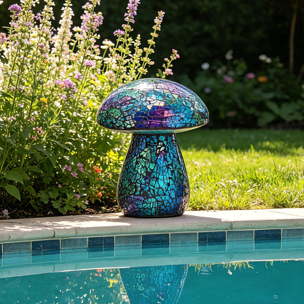 Bshine Mushroom Garden Statue Decoration, Mosaic Mushrooms Outdoor Decor