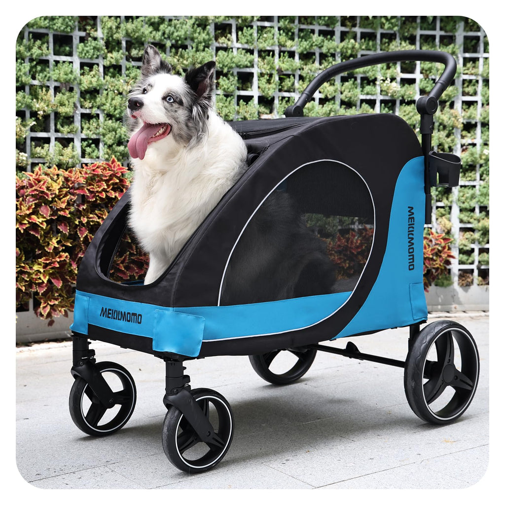 MekkMomo Pet Stroller for Large Dogs, All Terrain 4 Wheels for Jogging Running, Dog Stroller for Large Dogs Up to 88lbs, Foldable Dog Strollers with Adjustable Handle & Breathable Mesh