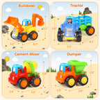 Toddler Toy Car,4PCS Inertia Toy Push and Go Cars,Toys for 2 Year Old Boy