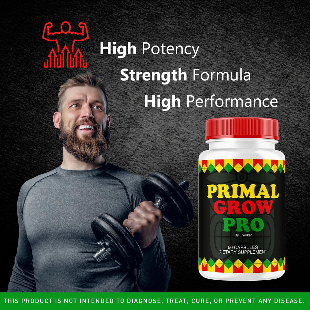 (2 Pack) Primal Grow Pro for Men - Official Primal Grow Pro Advanced Formula Premium Supplement Pills for Men - Maximum Strength, Natural Support Overall Health & Wellness, 120 Capsules for 2 Months