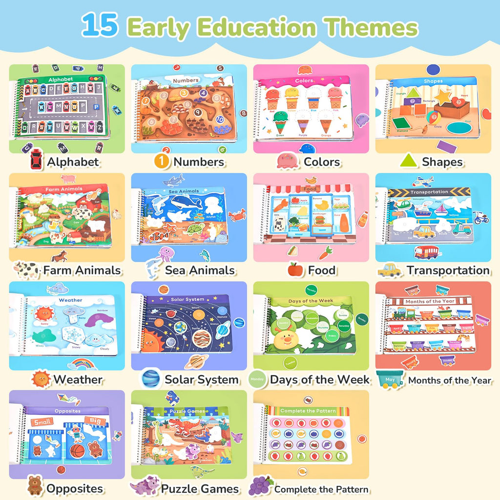 JoyCat Preschool Busy Book for Toddlers 3-5, Learning Activities, Educational Sensory Toys, Autism Learning Material, Back to School, Birthdays Presents for Boys Girls