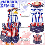 Sunnymove 4th of July Goose Outfit for 23'' Patriotic Porch Geese Costume for 250th Anniversary USA Outdoor Patio Lawn Decor (Red Blue White1)