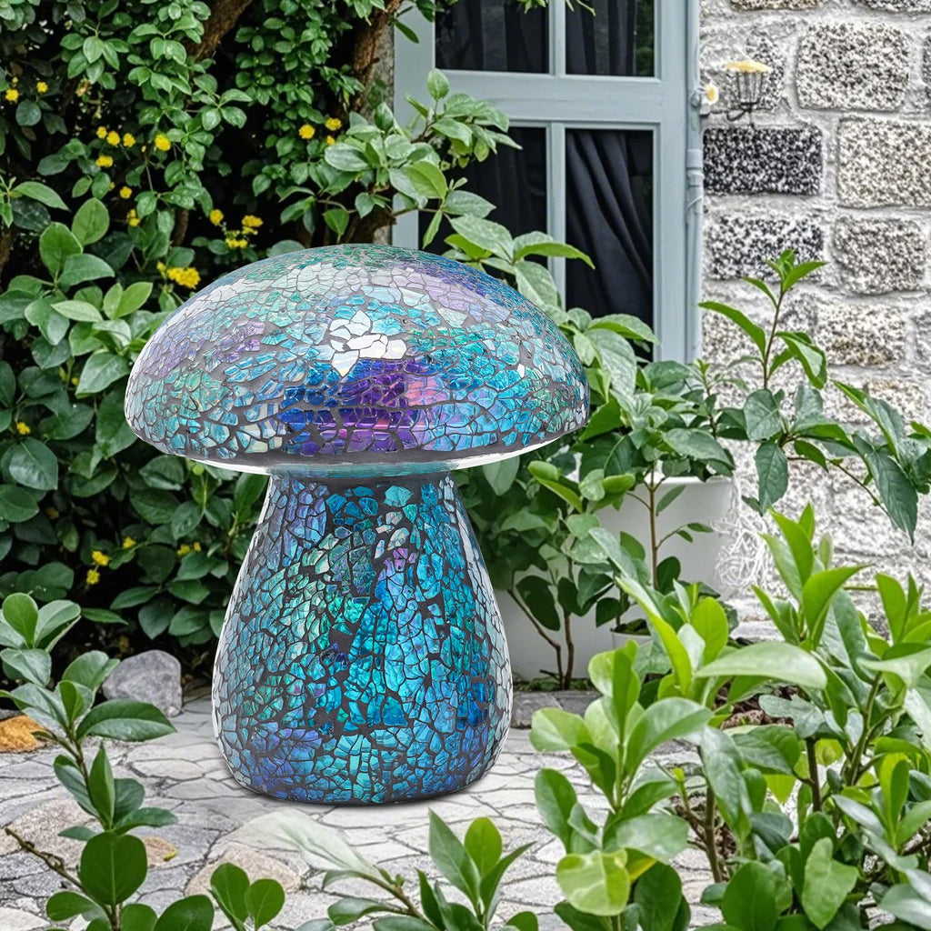 Bshine Mushroom Garden Statue Decoration, Mosaic Mushrooms Outdoor Decor