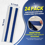 18 Inch Microfiber Disposable Mop Pad 24 Pack for All 16-18'' Hook & Loop System Mop, Wet Dry Cleaning Pad Compatible with Bona,Rubbermaid,Turbo,Norwex (18 in, 24 Pack)