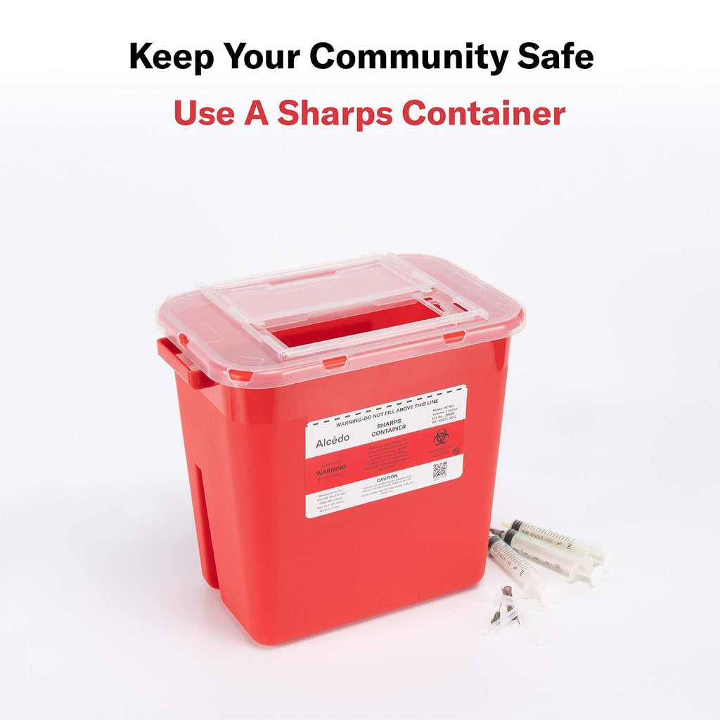 Alcedo Large Sharps Container 2 Gallon (2-Pack) Home & Professional Use