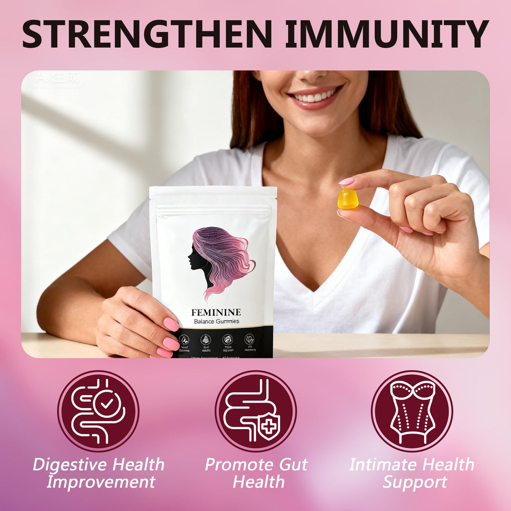 KXVUDE Nuora Feminine Balance Gummies, Premium Feminine Balance Gummies, Vegan Hawaiian Pineapple, Vaginal Health Support, Gluten-Free, 60 Gummies (1)
