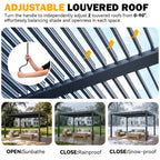 MELLCOM 10x12 Louvered Pergola Adjustable Roof Weatherproof