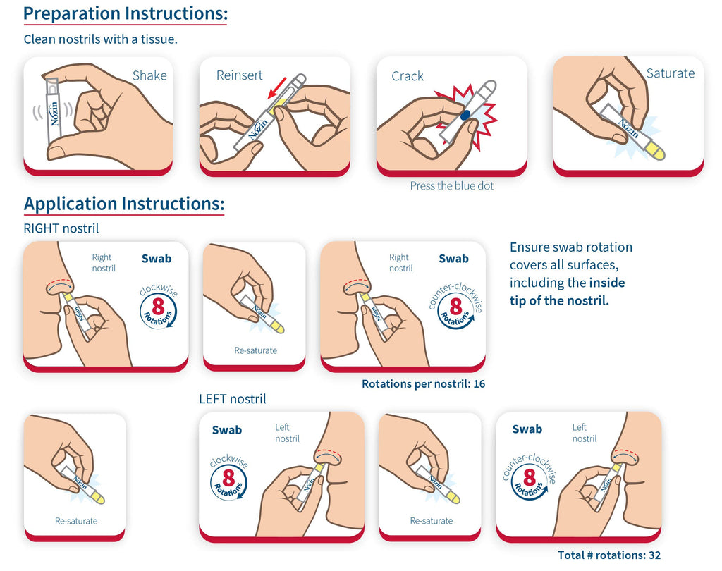 Nozin® Nasal Sanitizer® Antiseptic Popswab® Ampules 10ct Pack | Kills 99.99% of Germs | Alcohol Based 62%