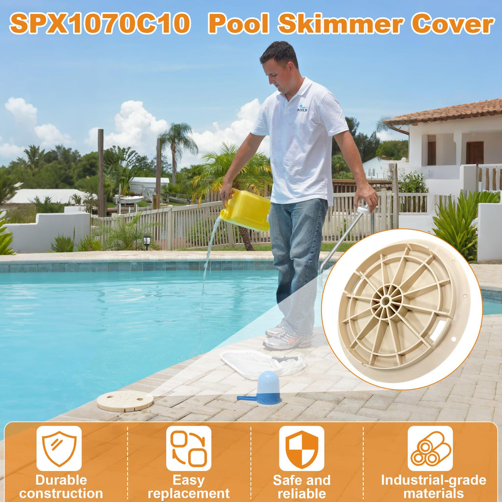SuperDi SPX1070C10 Tan Cover Replacement for Hayward Automatic Skimmers Replace SP1070, SP1071, and SP10712S Pool Skimmer Cover