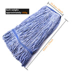 String Mop Heads Replacement Heavy Duty Commercial Grade Blue Cotton Looped End Wet Industrial Cleaning Mop Head Refills (6, Medium)