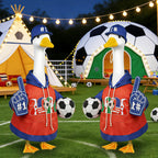 APHIUFR Soccer Themed Porch Goose Outfits,2 Pcs Adorable Goose Clothes Set with Hat,Ball & Foam Finger,Fits 23" Lawn Goose Statue Game Day Goose Costume for Garden Patio Yard Outdoor Decor