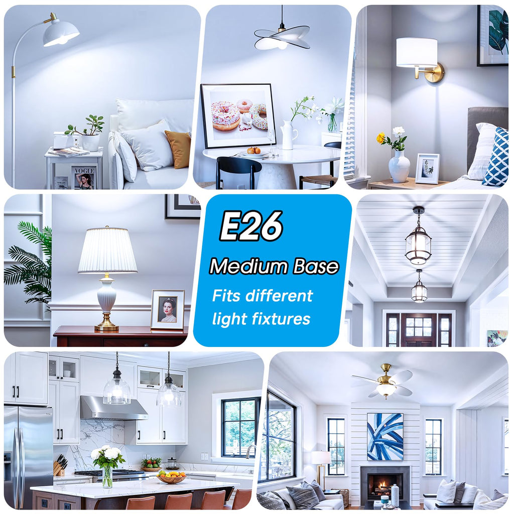Maylaywood A19 LED Light Bulbs, 60W Equivalent Cool White 6000K 850LM